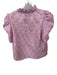 THML Size L Pink & White Polyester Floral Ruffle Collar Short Sleeve Top Pink & White / L
