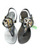 Tory Burch Shoe Size 7.5 Black Leather Silver Hardware Open Toe Logo Sandals Black / 7.5