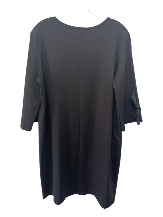 Ciara Sun Woo Size L Black Polyester & Wool Blend Scoop Neck 3/4 Sleeve Dress Black / L