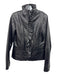 Tahari Size M Black Lamb leather Ruffle Detail Front Zip Pockets Jacket Black / M