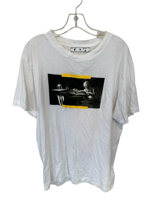 Off-White AS IS Size XL White & Yellow Cotton Skull Men's T-Shirt White & Yellow / XL