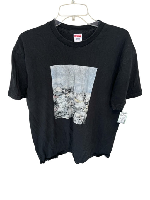 supreme Size L Black & Gray Cotton New York Men's T-Shirt Black & Gray / L