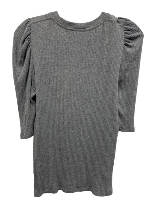 Veronica Beard Jeans Size M Gray Modal Blend Ribbed 1/2 Sleeve Puff Shoulder Top Gray / M