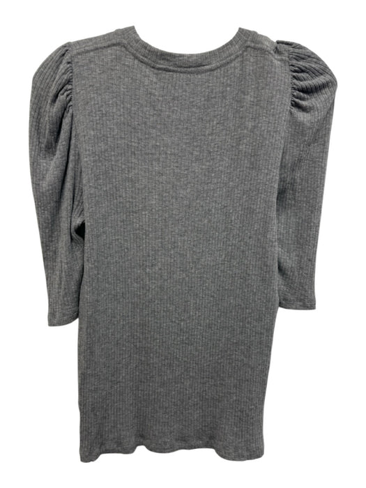 Veronica Beard Jeans Size M Gray Modal Blend Ribbed 1/2 Sleeve Puff Shoulder Top Gray / M