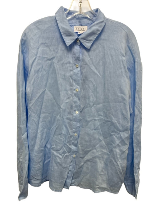 Velvet Size M White Linen Long Sleeve Button Up & Collar Oversize Top White / M