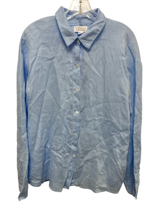 Velvet Size M White Linen Long Sleeve Button Up & Collar Oversize Top White / M
