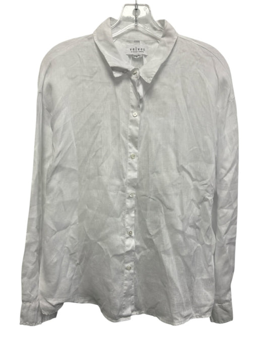 Velvet Size M Baby Blue Linen Long Sleeve Button Up & Collar Oversize Top Baby Blue / M