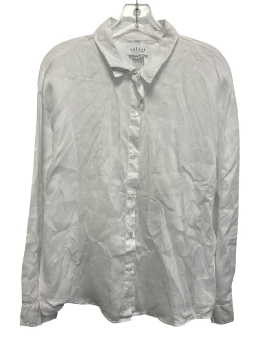 Velvet Size M Baby Blue Linen Long Sleeve Button Up & Collar Oversize Top Baby Blue / M