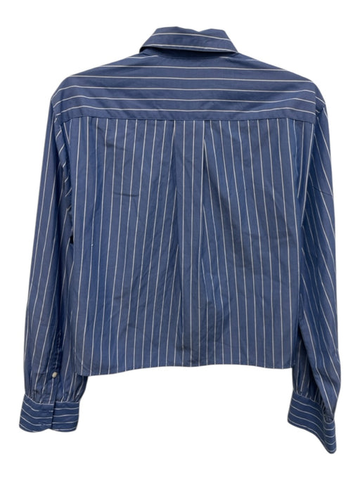 Rag & Bone Size L Blue & White Cotton Long Sleeve Striped Button Up & Collar Top Blue & White / L