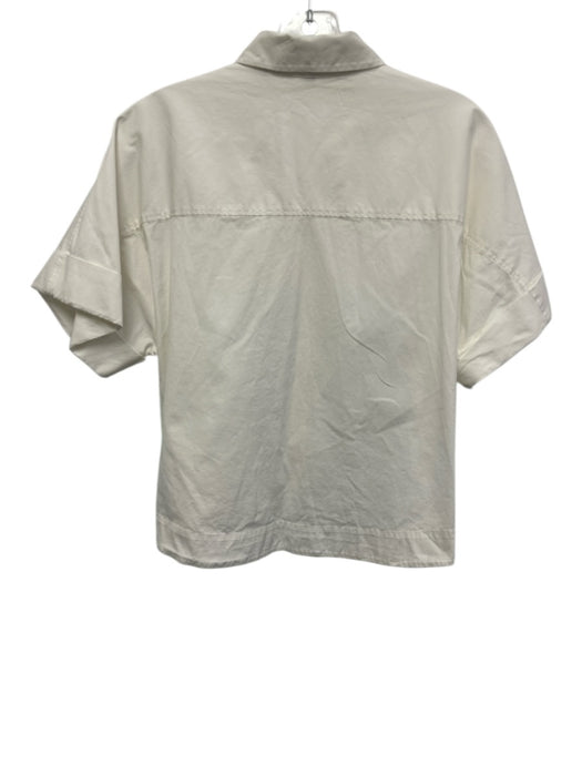 Theory Size M White Cotton Short Sleeve Dolman Short Sleeve Hem Pleat Top White / M
