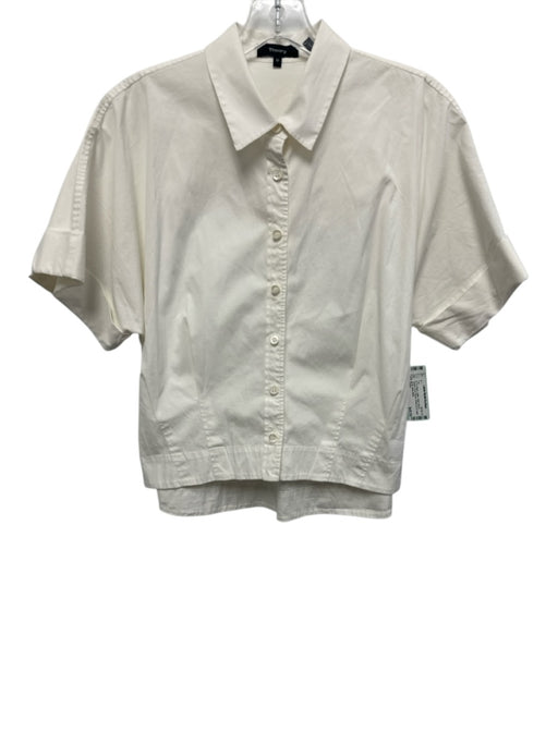 Theory Size M White Cotton Short Sleeve Dolman Short Sleeve Hem Pleat Top White / M
