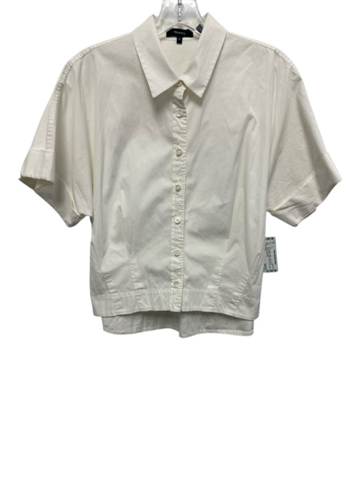 Theory Size M White Cotton Short Sleeve Dolman Short Sleeve Hem Pleat Top White / M