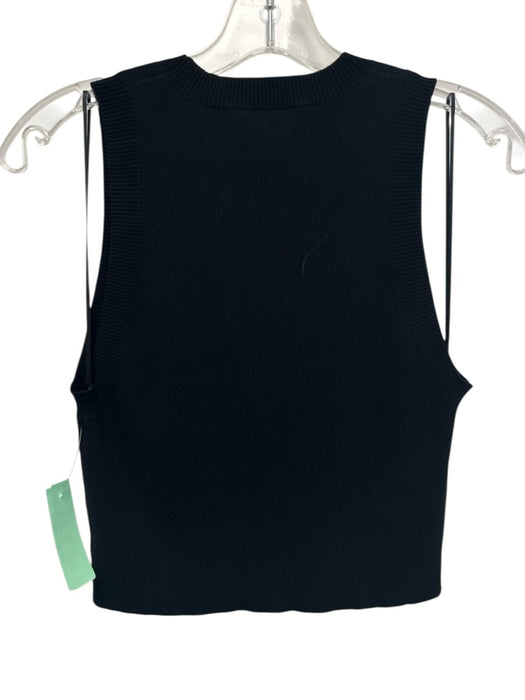 A.L.C. Size M Black Viscose Blend Rib Knit Sleeveless Crop Top Black / M