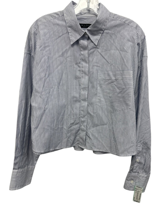 Rag & Bone Size M Blue & White Cotton Long Sleeve Vertical Stripes Top Blue & White / M