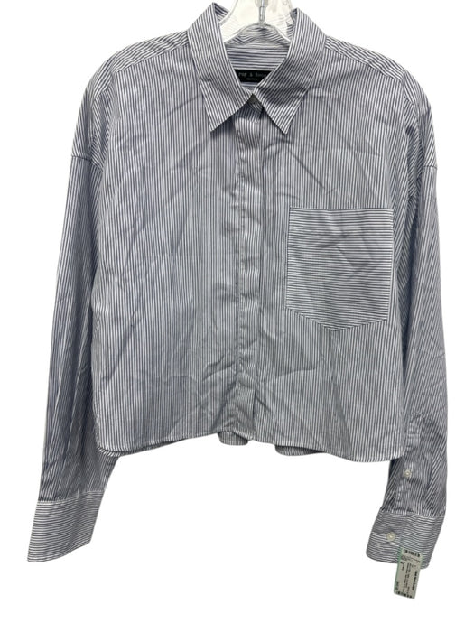 Rag & Bone Size M Blue & White Cotton Long Sleeve Vertical Stripes Top Blue & White / M