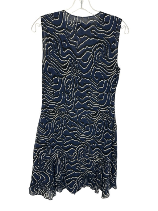 Derek Lam 10 Crosby Size 6 Blue, Black & Cream Silk Sleeveless Swirl Dress Blue, Black & Cream / 6