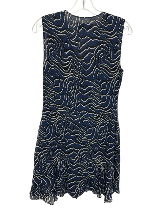 Derek Lam 10 Crosby Size 6 Blue, Black & Cream Silk Sleeveless Swirl Dress Blue, Black & Cream / 6