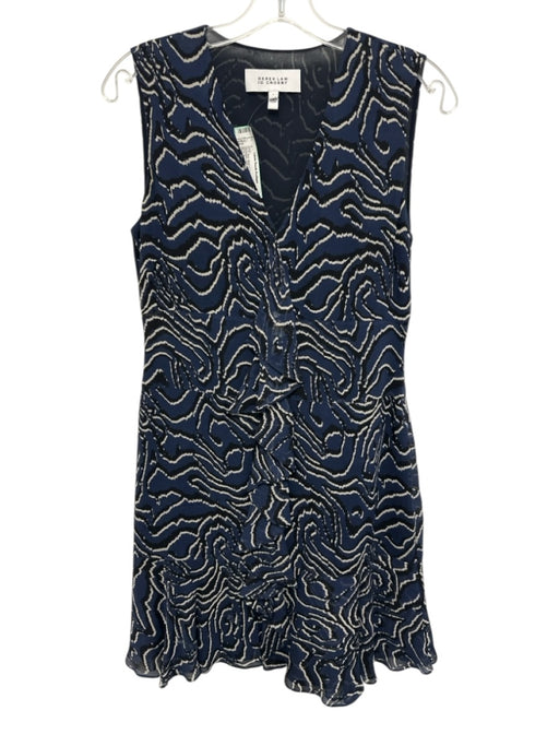 Derek Lam 10 Crosby Size 6 Blue, Black & Cream Silk Sleeveless Swirl Dress Blue, Black & Cream / 6