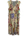 Johnny Was Size XS Yellow, Blue & Multi Print Silk Sleeveless V Neck Dress Yellow, Blue & Multi Print / XS