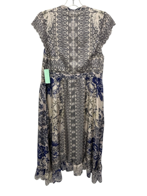 Johnny Was Size S Blue, Gray & Lavender Silk Sleeveless Floral & Abstract Dress Blue, Gray & Lavender / S
