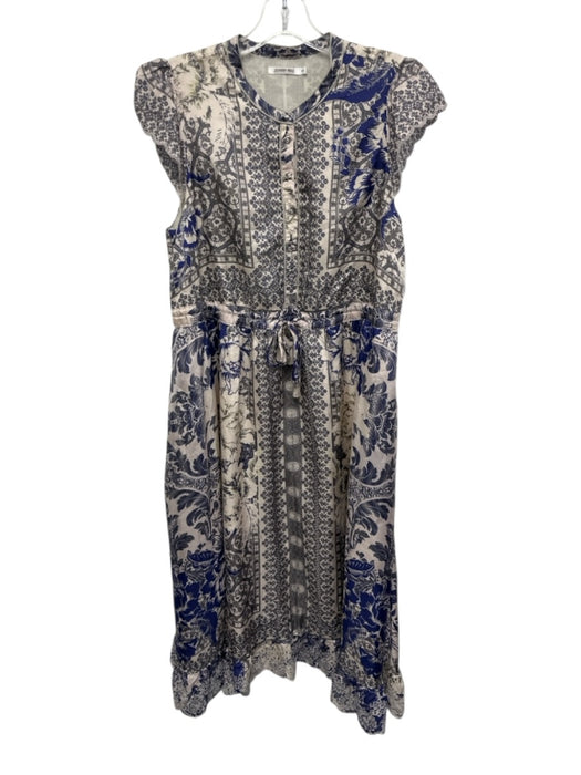 Johnny Was Size S Blue, Gray & Lavender Silk Sleeveless Floral & Abstract Dress Blue, Gray & Lavender / S