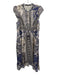 Johnny Was Size S Blue, Gray & Lavender Silk Sleeveless Floral & Abstract Dress Blue, Gray & Lavender / S