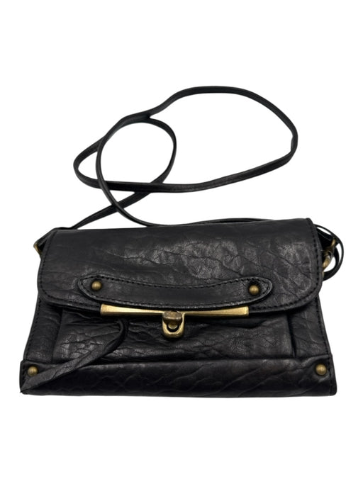 Abaco Black Leather Brass Hardware Wallet on Chain Detatchable Strap Bag Black / Small