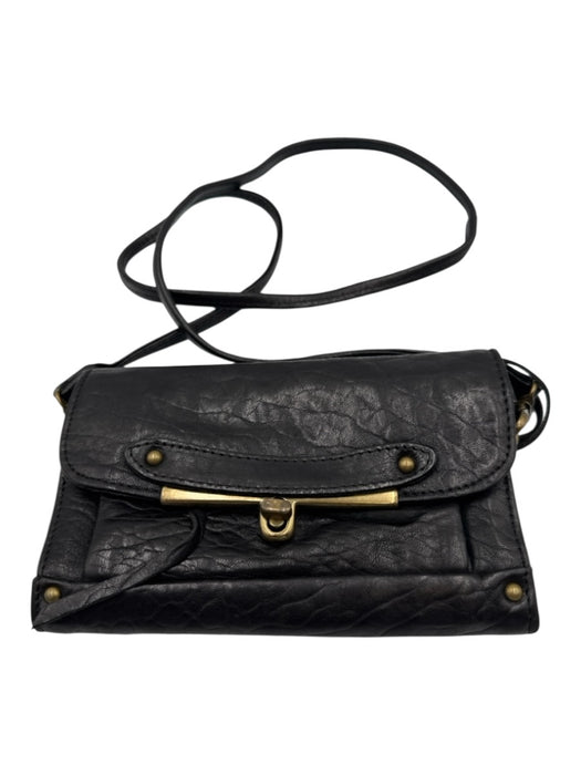 Abaco Black Leather Brass Hardware Wallet on Chain Detatchable Strap Bag Black / Small