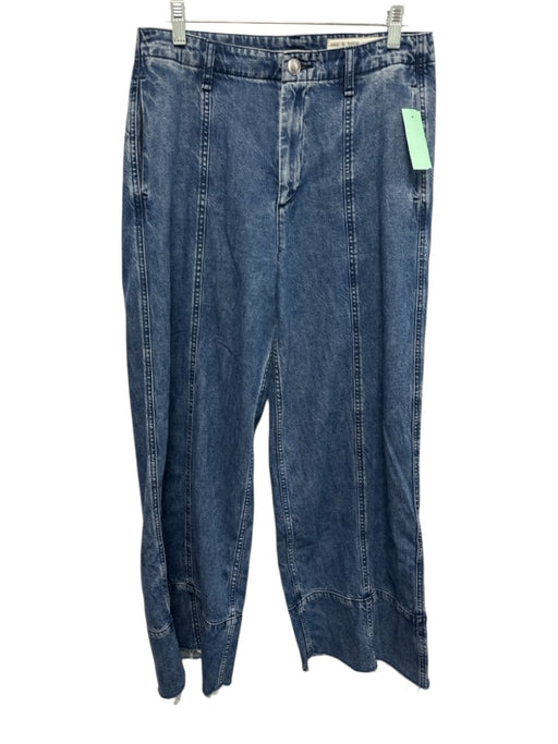 Rag & Bone Size 28 Med Wash Cotton Denim Zip & Button Paneled High Rise Jeans Med Wash / 28