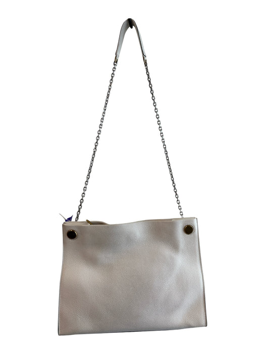 Marc Jacobs White Leather Pebbled Mixed Metal Hardware Interior Zip Bag White / Medium