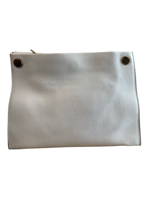 Marc Jacobs White Leather Pebbled Mixed Metal Hardware Interior Zip Bag White / Medium