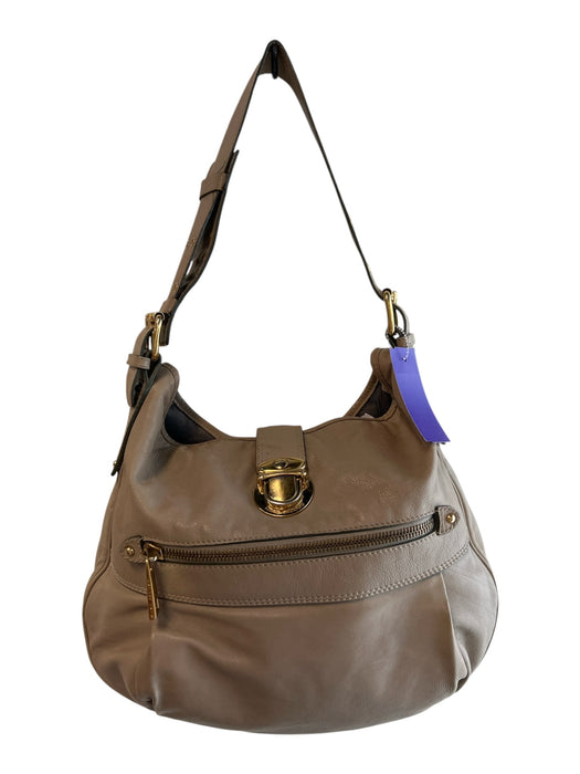 Marc Jacobs Taupe Leather Slouchy Shoulder Strap Goldtone Hardware Bag Taupe / Medium