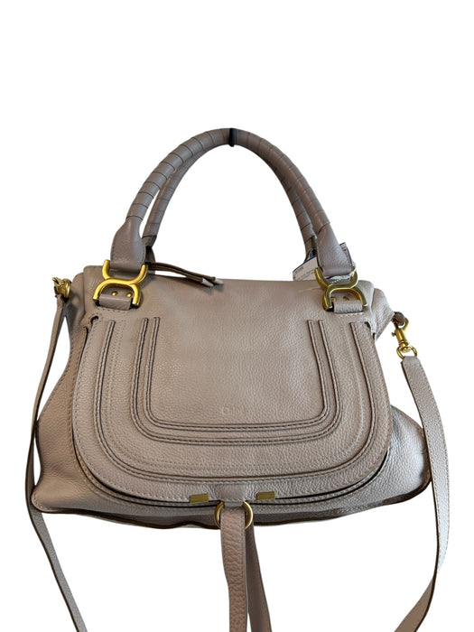 Chloe Pale Mauve Calfskin goldtone hardware 2 handles Shoulder Strap Top Zip Bag Pale Mauve / Small