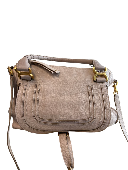 Chloe Pale Mauve Calfskin goldtone hardware 2 handles Shoulder Strap Top Zip Bag Pale Mauve / Small