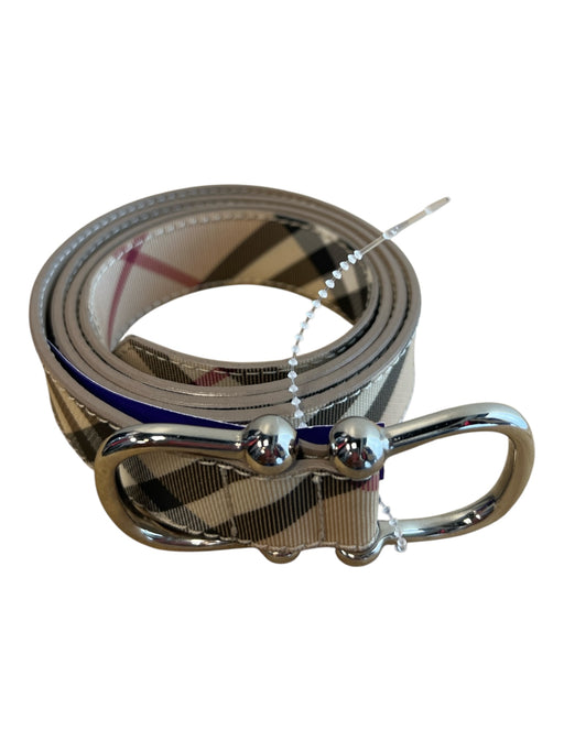 Burberry Tan, Black & Red Leather Reversable Plaid silver hardware Belts Tan, Black & Red / 40/100