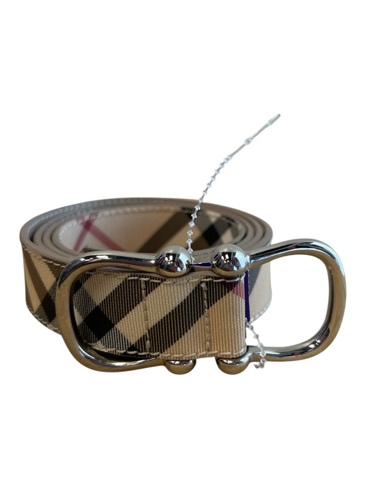 Burberry Tan, Black & Red Leather Reversable Plaid silver hardware Belts Tan, Black & Red / 40/100