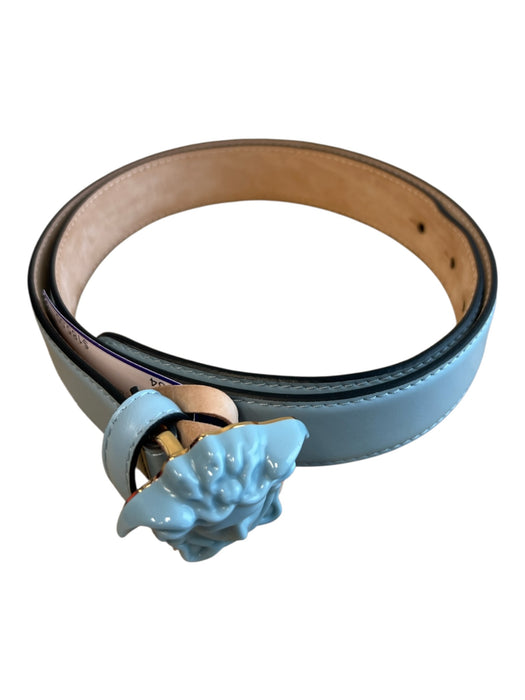 Versace Sky Blue Leather Medusa Made in Italy Belts Sky Blue / 85/34