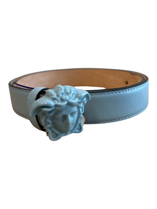 Versace Sky Blue Leather Medusa Made in Italy Belts Sky Blue / 85/34