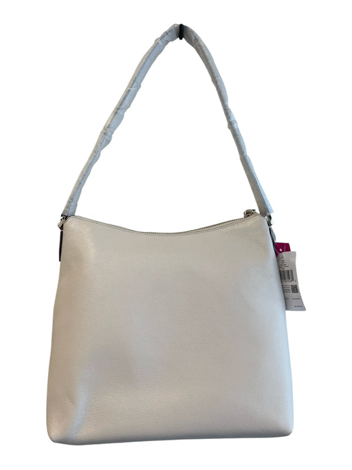 Kate Spade White Textured Leather Solid Zip Top Shoulder Purse White