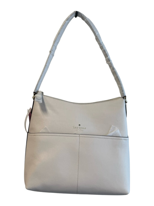 Kate Spade White Textured Leather Solid Zip Top Shoulder Purse White