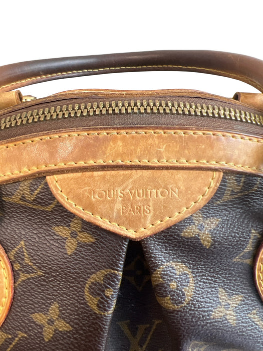 Louis Vuitton Brown Canvas & Leather 2 Handles Top Zip Goldtone Hardware Bag Brown