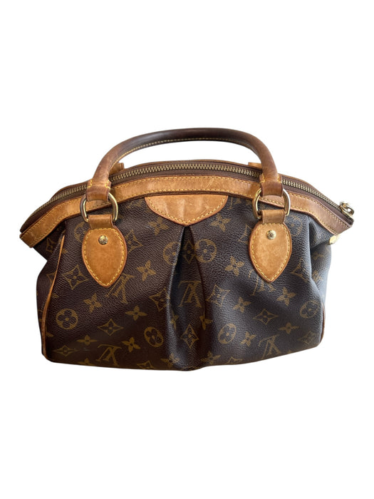 Louis Vuitton Brown Canvas & Leather 2 Handles Top Zip Goldtone Hardware Bag Brown
