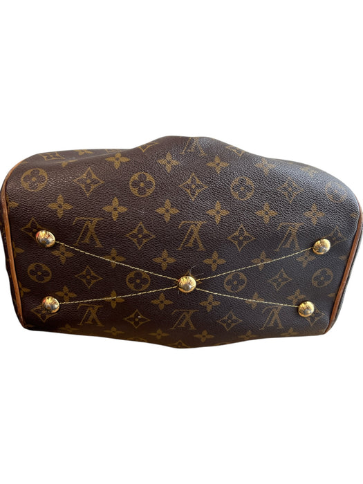 Louis Vuitton Brown Canvas & Leather 2 Handles Top Zip Goldtone Hardware Bag Brown