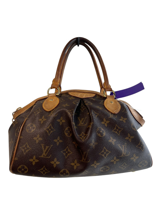 Louis Vuitton Brown Canvas & Leather 2 Handles Top Zip Goldtone Hardware Bag Brown