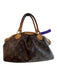Louis Vuitton Brown Canvas & Leather 2 Handles Top Zip Goldtone Hardware Bag Brown