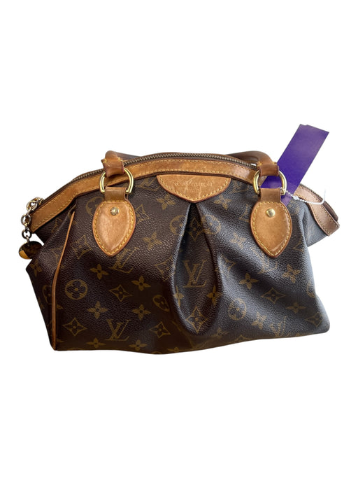 Louis Vuitton Brown Canvas & Leather 2 Handles Top Zip Goldtone Hardware Bag Brown