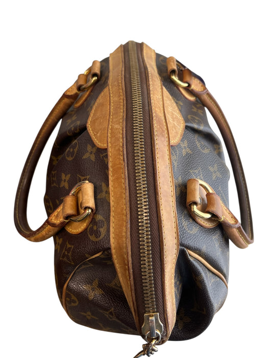 Louis Vuitton Brown Canvas & Leather 2 Handles Top Zip Goldtone Hardware Bag Brown
