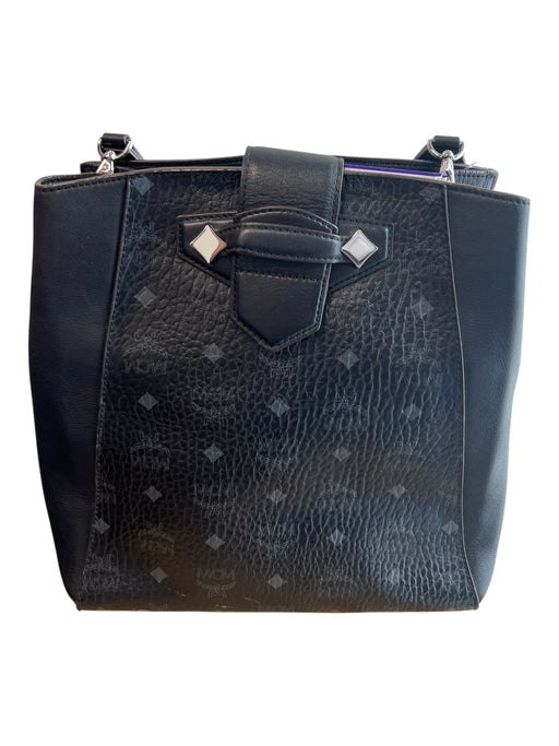 MCM Black Calfskin Silver Hardware Adjustable Strap Flap Close Bag Black / Medium