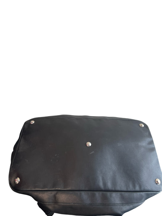 Gucci Black Leather Adjustable Strap Top Zip silver hardware CARRY ON Bag Black / Large