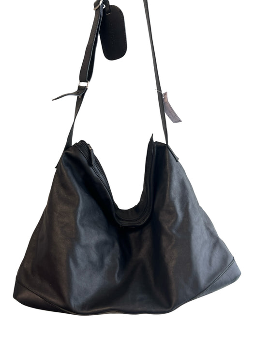 Gucci Black Leather Adjustable Strap Top Zip silver hardware CARRY ON Bag Black / Large